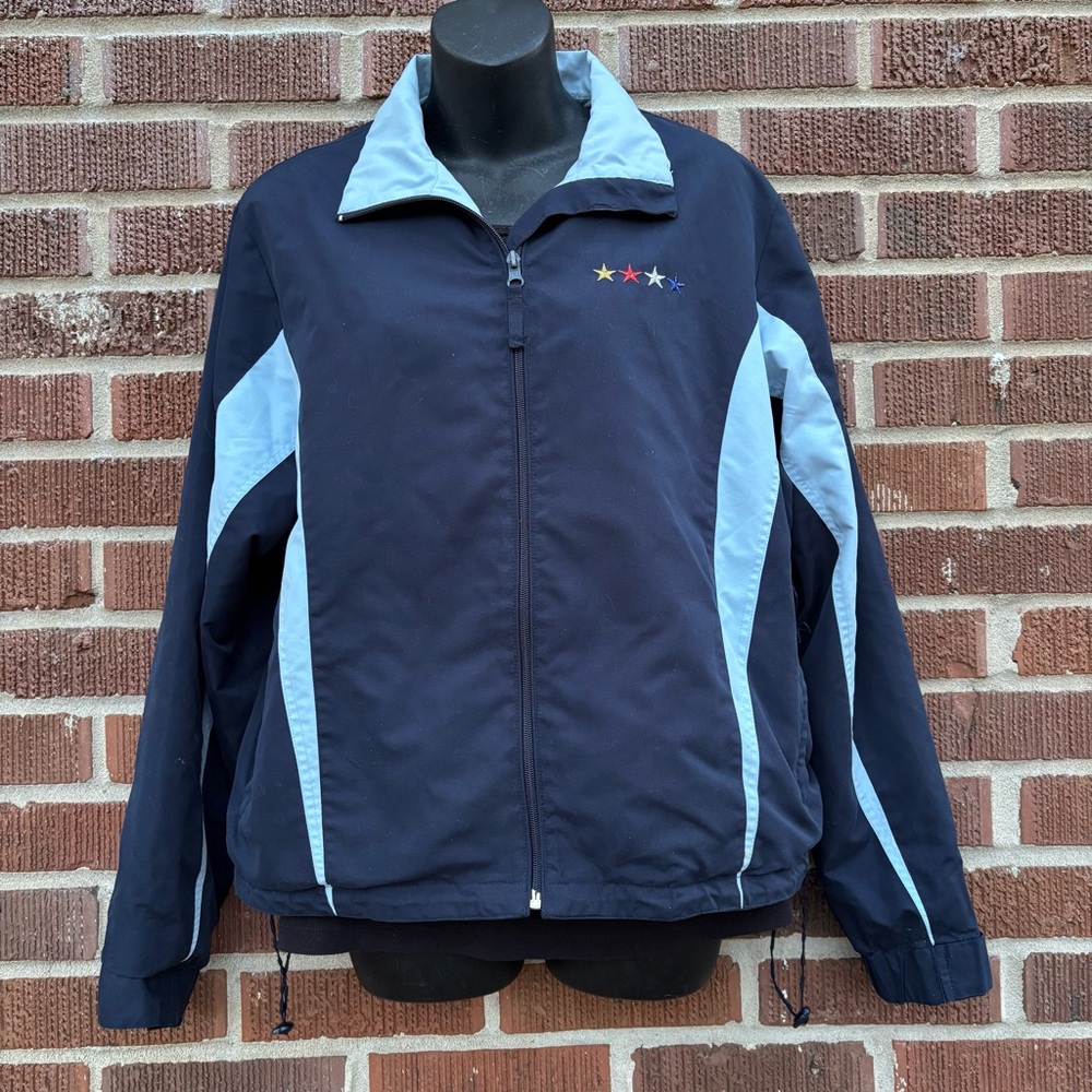 Catalina Jacket Women’s Large Blue Two tone Windbreaker Full zip Stars on Side